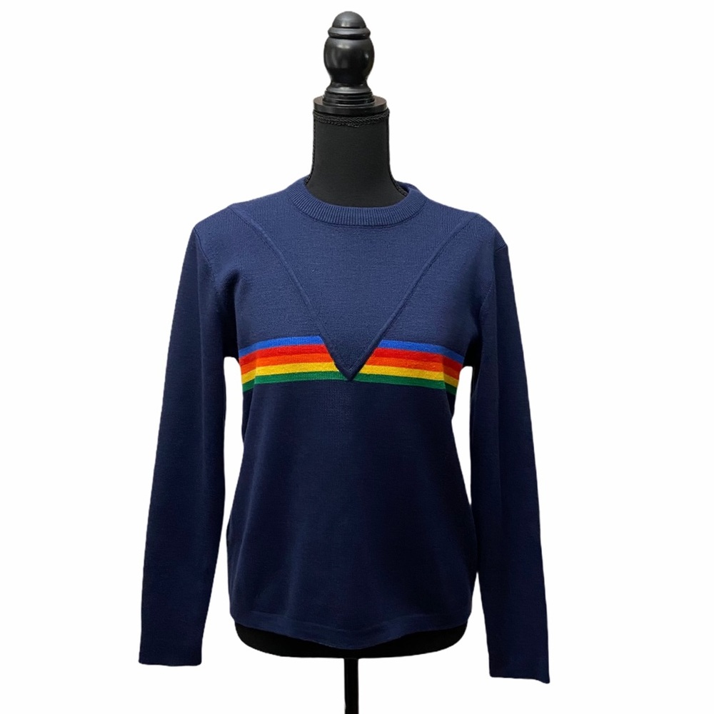 Vintage Obermeyer Retro Rainbow Stripe Sweater - Picture 3 of 9